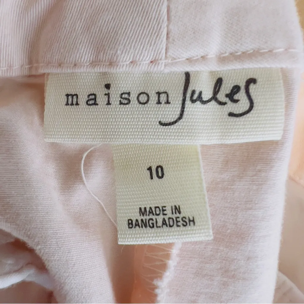 Maison Jules Size 10 Very Light Pink Essential Mid Rise Fitted Hip Casual Pant - Image 6