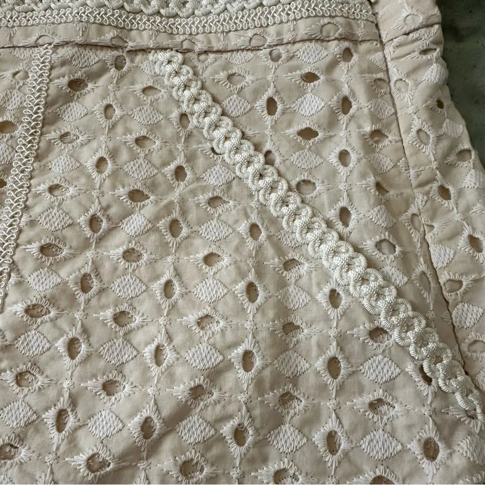 Zara Cream Eyelet Cotton Lace Shorts - Image 5