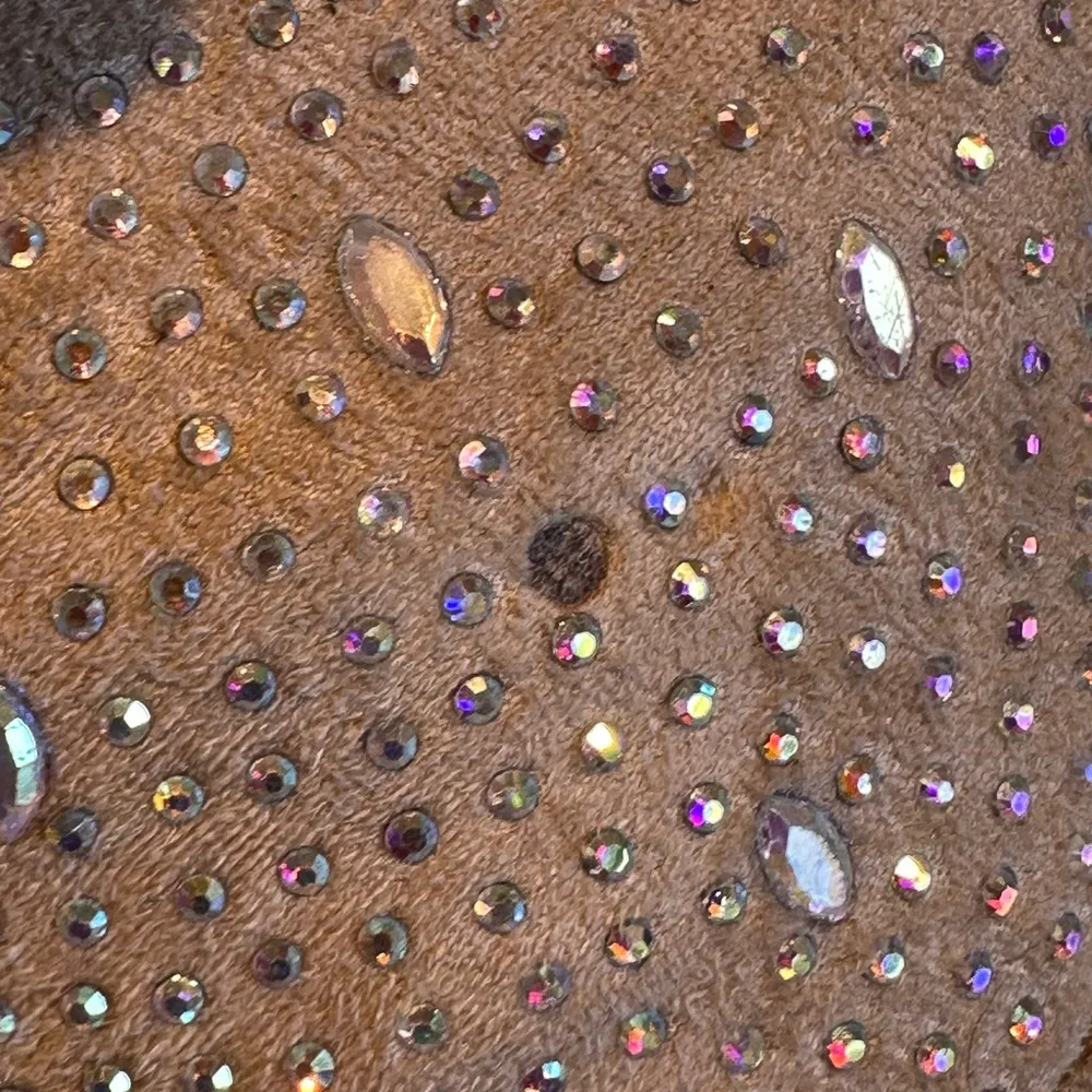 Gold Heart In D Pretty Aurora Borealis Sequence Platform Spiked 6”Heel T… Tan Size 8 - Image 9