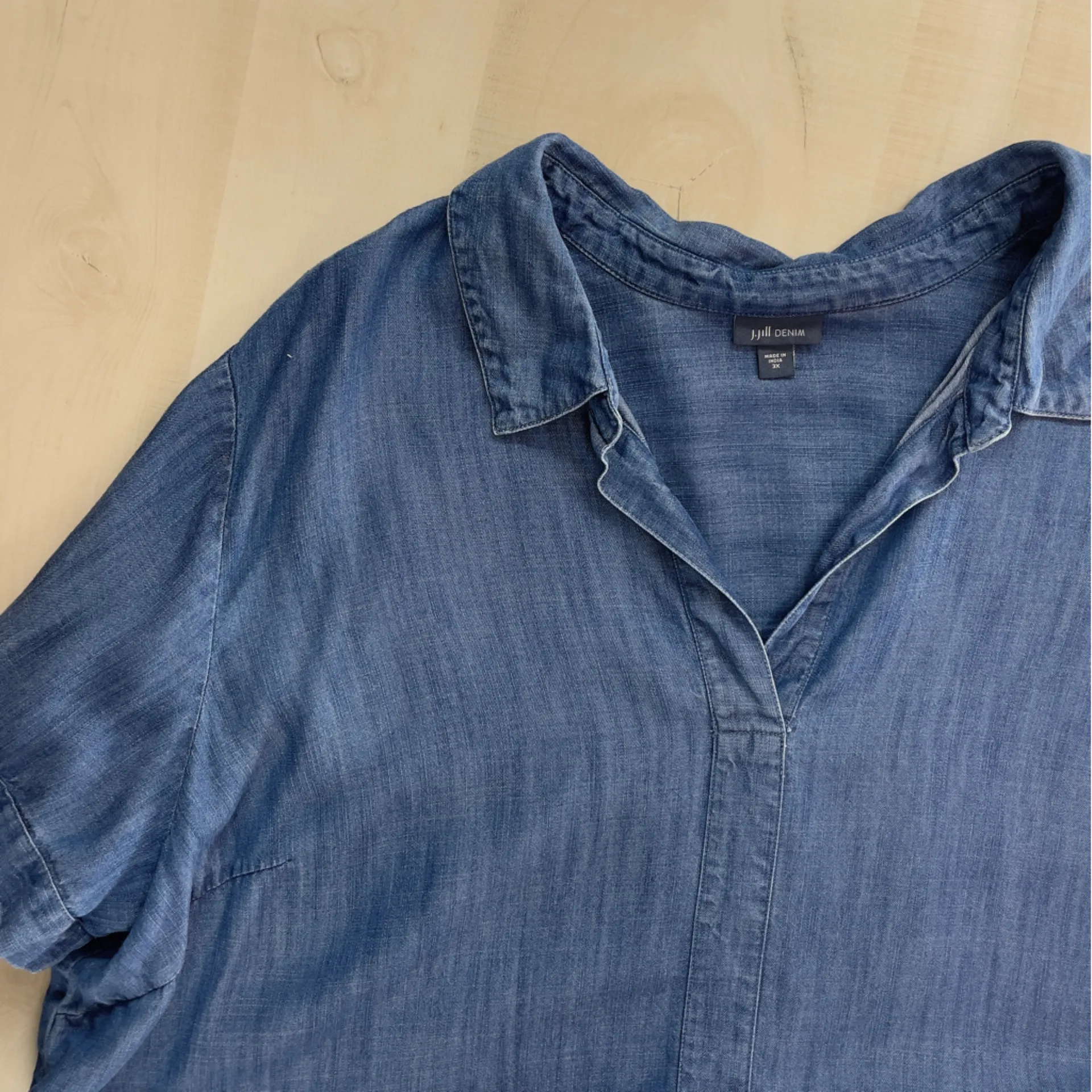J JILL denim tencel lyocell soft oversized loose fit 3x blouse top Blue - Image 3