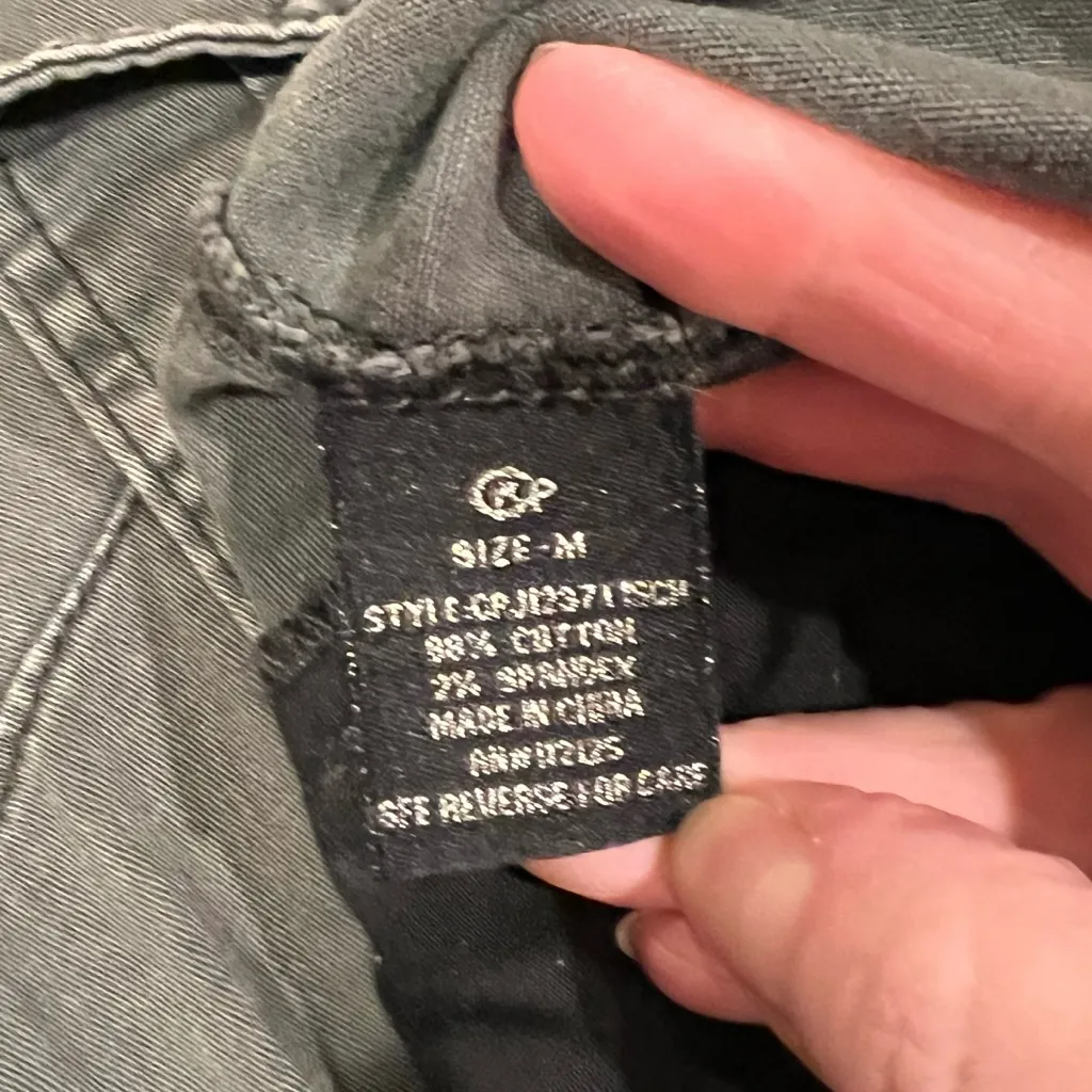 Vintage Havana Y2K Long Sleeve Snap Military Denim Jacket Olive Womens M A-7 - Image 5