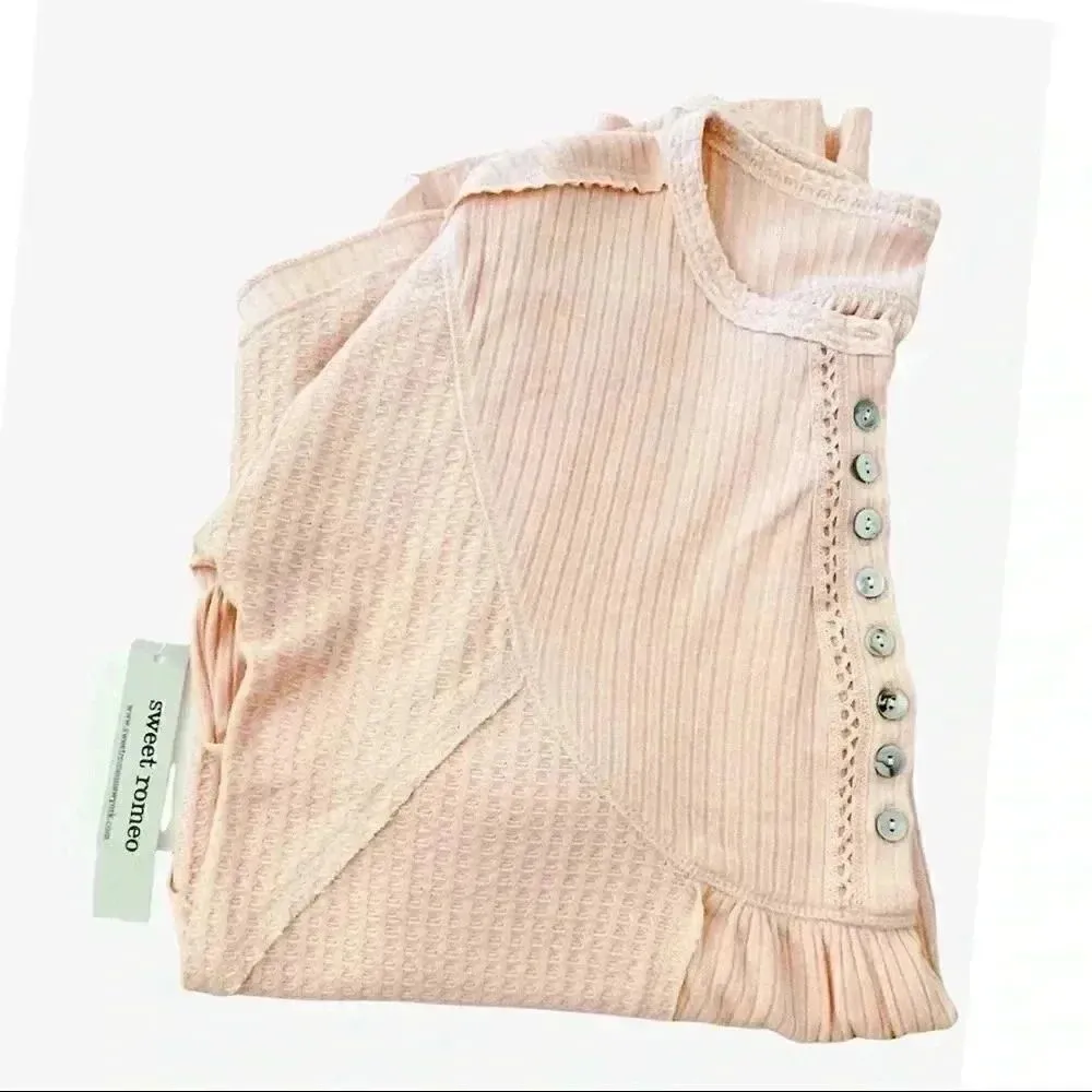 Sweet Romeo Long Sleeves Women's Blush Blouse SZ S - Image 3