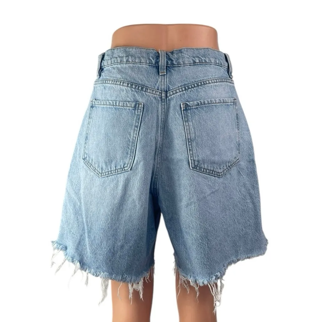 Garage Women's Blue High Rise Raw Hem Cut Off Bermuda Denim Jean Shorts Size 29 - Image 2