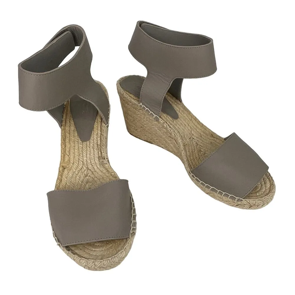 Vince Sophie Espadrille Sandals 10 Taupe 3.5" Wedge Heels - Image 4