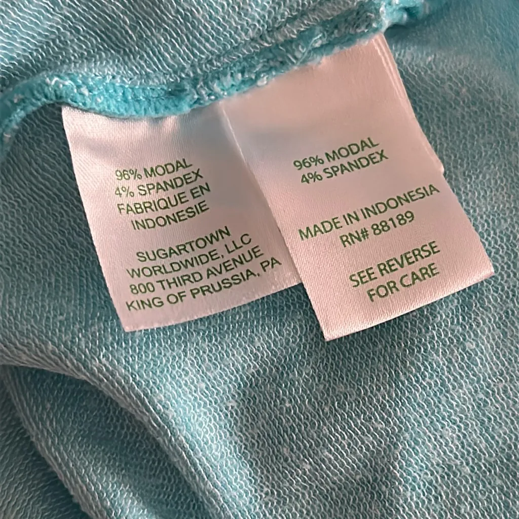 Lilly Pulitzer Belinda Off the Shoulder Light Aqua Blue Pullover Small - Image 9