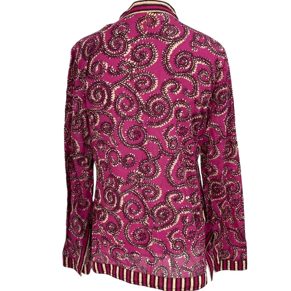 Tory Burch Printed V-Neck Blouse Size: S | US 4 - Image 4