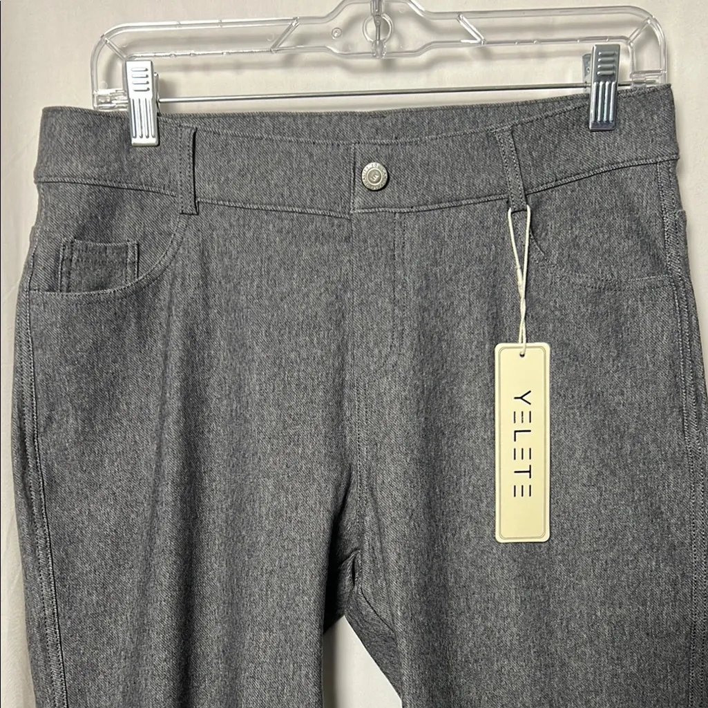 Yelete NWT  Women's Grey Classic Solid Capri Pull On Jeggings Size XL(14-16) - Image 3