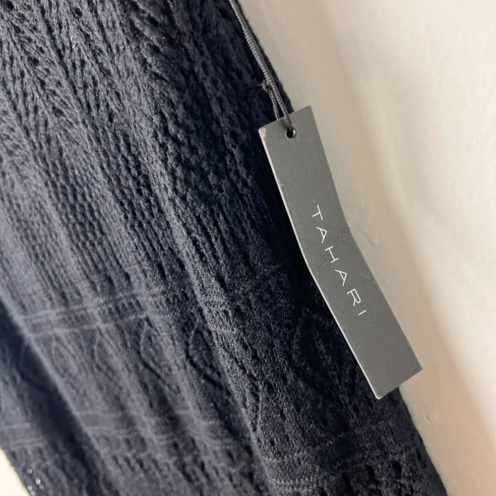 NWT Tahari Sleeveless Crochet Side Slit Bodycon Midi Dress Black Size Medium M - Image 6