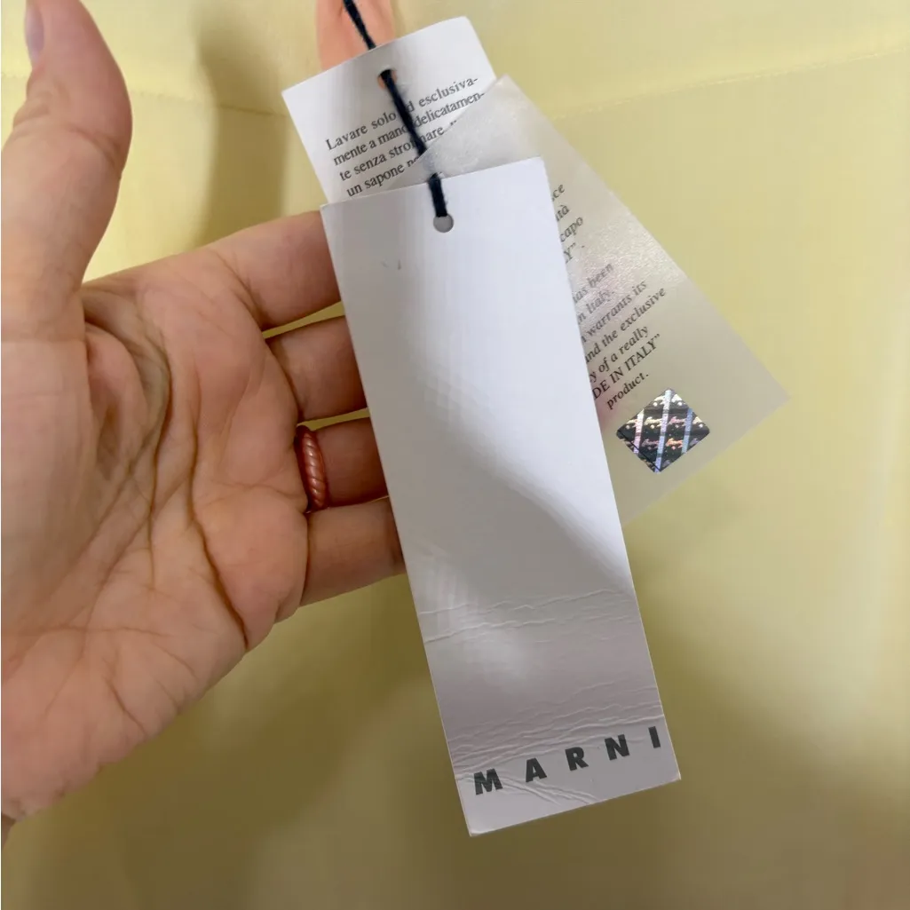 Marni 100% Silk Short Pleated Dress NEW 800 Yellow Size 12 - Image 10