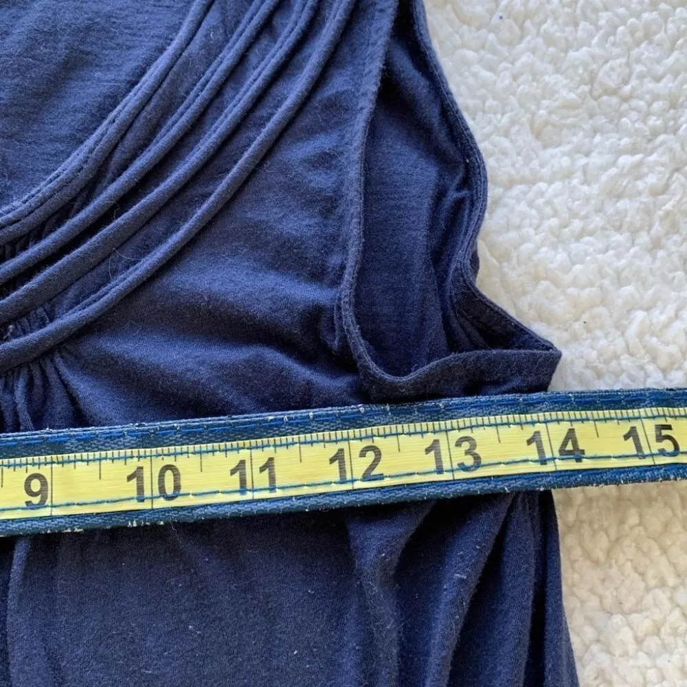 Lands End Ruffled Sleeveless Scoop Neck Tank Top Blouse Navy Blue XXS - Image 8