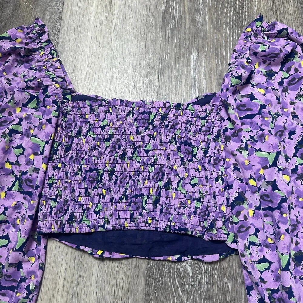 Lush Lavender Floral Long Sleeve Crop Top - Image 3