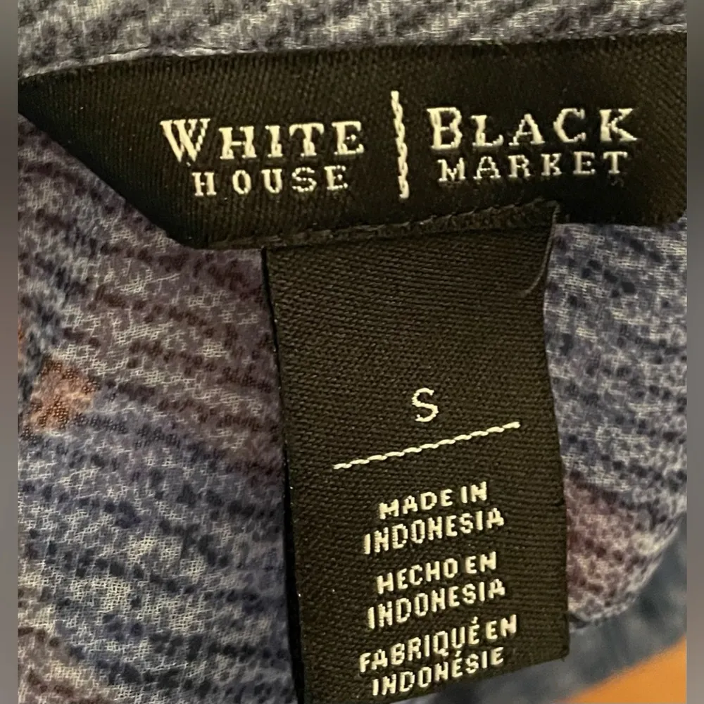 White House Black Market- Button Front‎ Tunic Sleeveless Blouse Blue Size S - Image 5