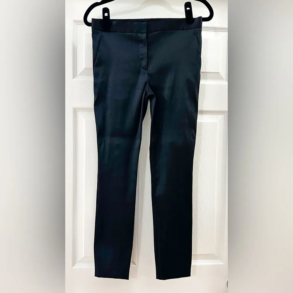 The Row Satin Stretch Slim Leg Ankle Pants Black Flat Front sz 2 - Image 3