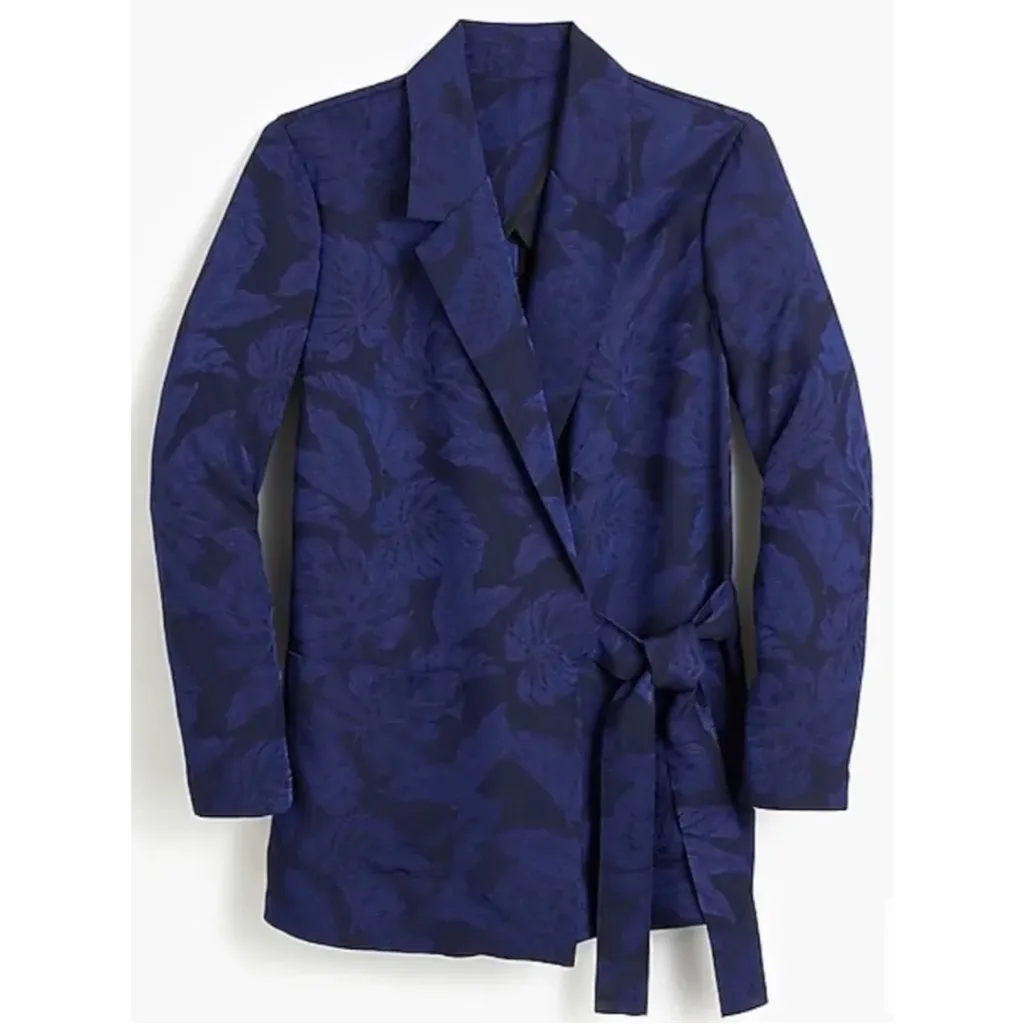 J. Crew Floral Jacquard Tie Blazer Navy Blue Sz S NWT - Image 13