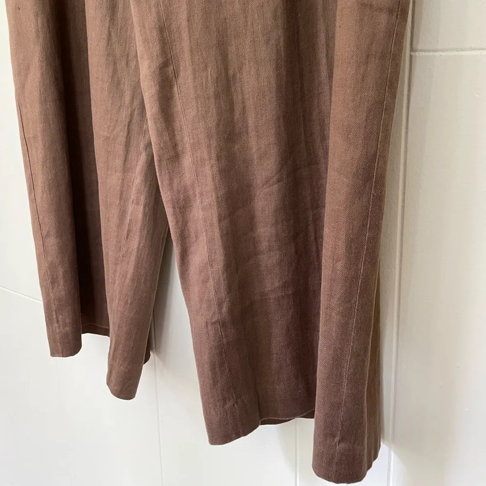 Coldwater Creek Linen Blend Pull On Pants Brown Pockets Elastic Waist ~ XL 18 - Image 5