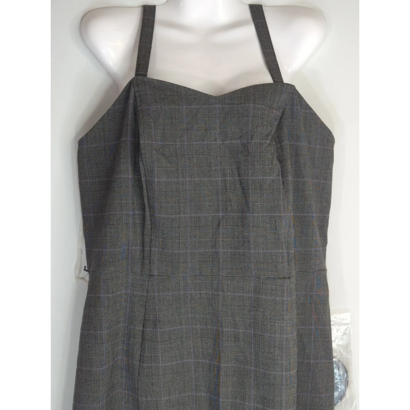 Lane Bryant Womens Plaid‎ Belted Mini Dress Gray Size 14 NWT Preppy Academia - Image 2