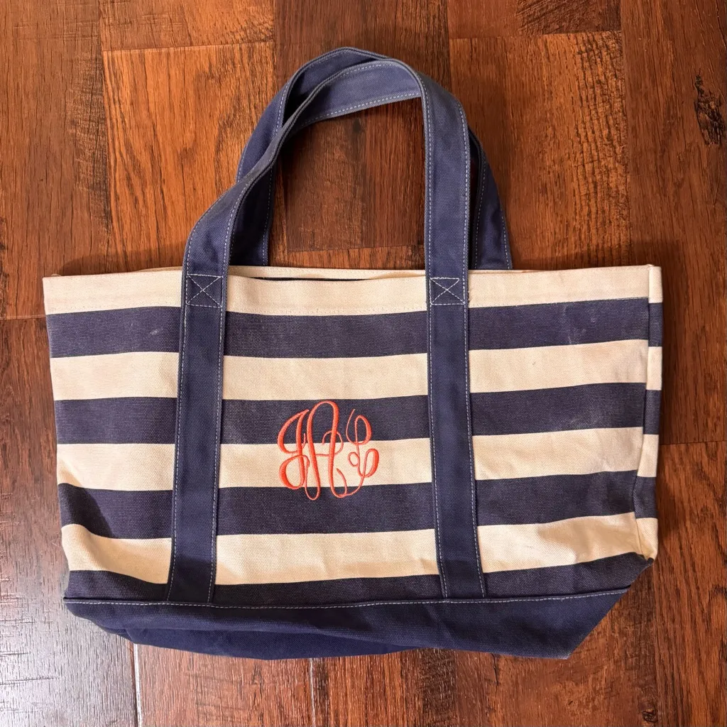 Large tote bag, embroidered monogram “JLA,” unisex Blue - Image 2