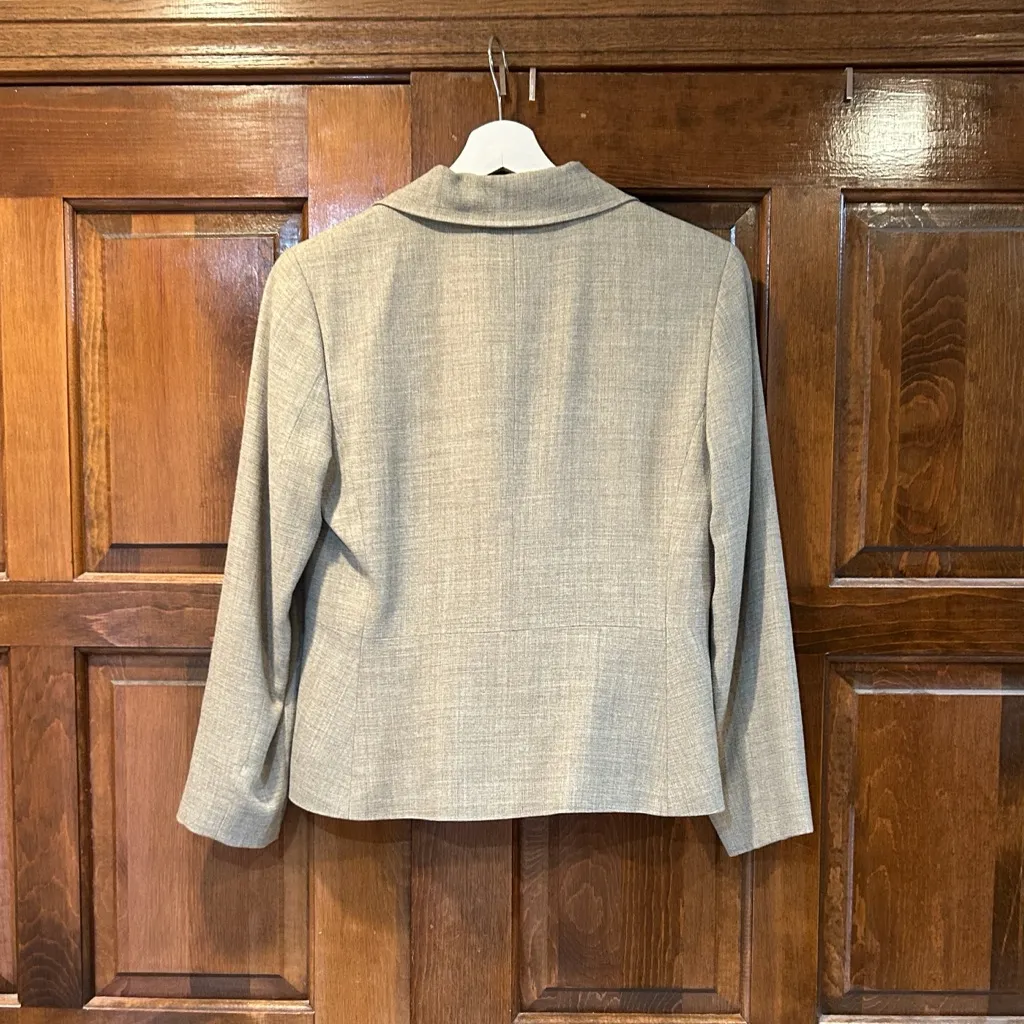 Ann Taylor Ladies Blazer Jacket Size 6 Lined Rayon Wool Blend Beige Vintage - Image 2