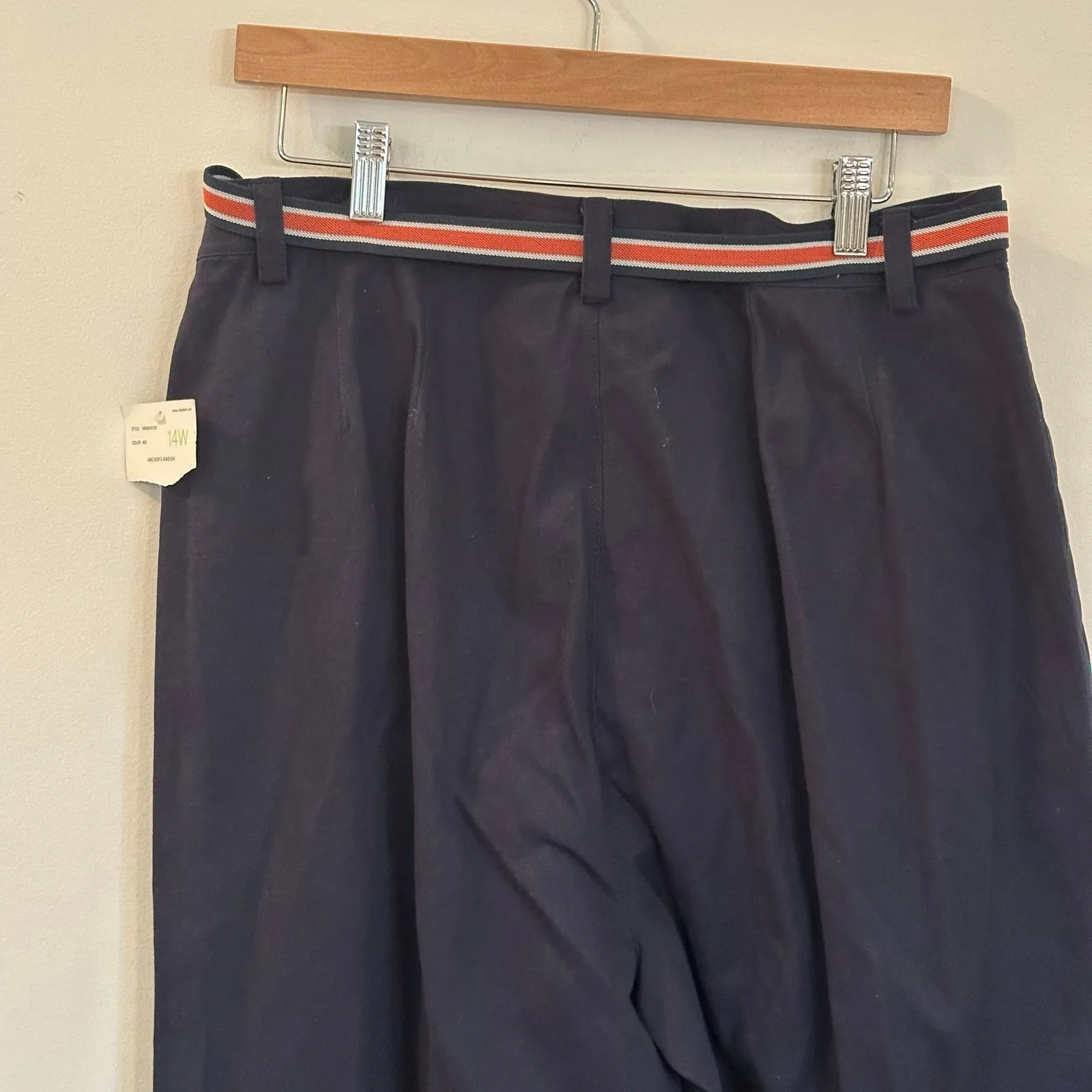 New Elisabeth Navy Blue Pants Striped Belt sz 14 W - Image 7