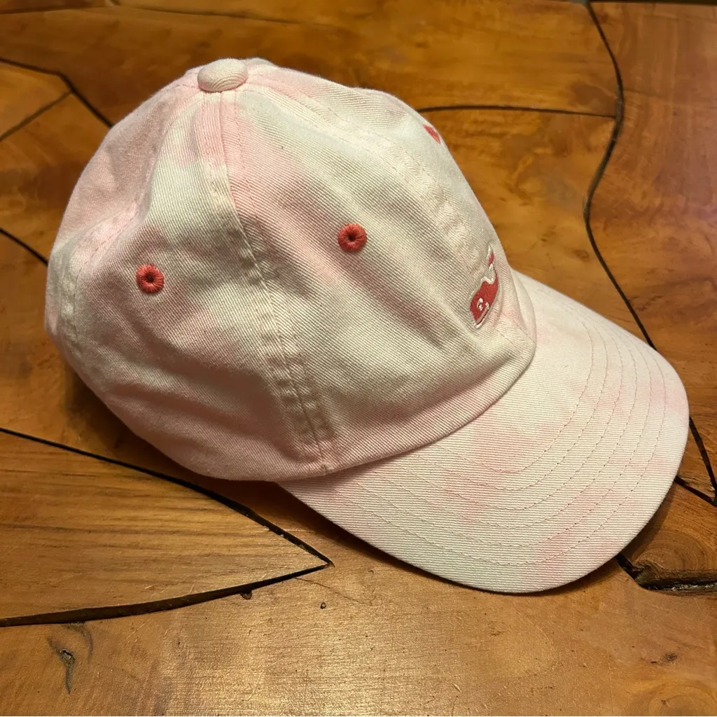 Vineyard Vines Tie Dye Dad Hat Whale Logo Spellout Pink Acidwash Adult - Image 6