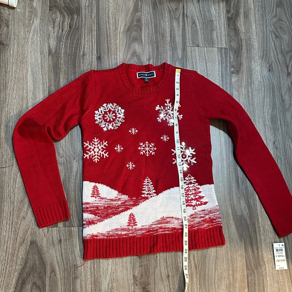 Karen Scott Festive Red and White Sweater - Image 9