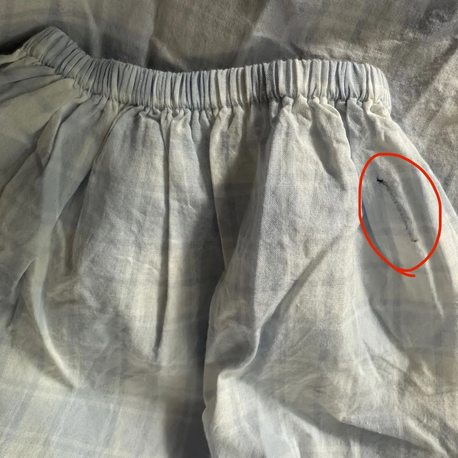 Melrose and Market Womens XXS Plaid Puff Sleeve V Neck Blouse Shirt Blue White - Image 6