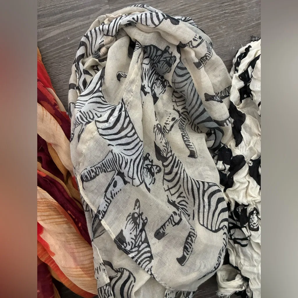 Urban Outfitters Y2K Infinity Gauzy Soft Fashion Scarf Tapes Zebras Ombré - Image 3