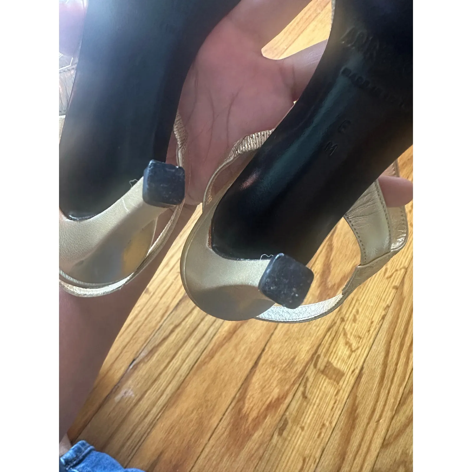 Anne Klein Gold Slingback Heels | Low Heel Dress Shoes | Women’s - Image 6