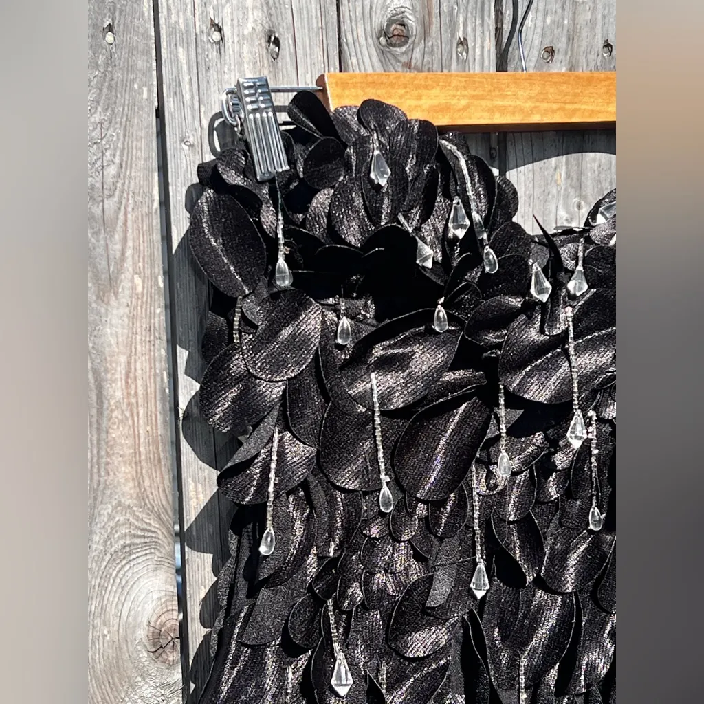 ASOS LUXE 3D floral ruffle bandeau mini dress with embellished drop pearls NWT - Image 8