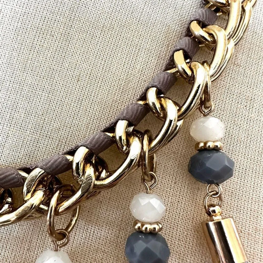 The Limited grey  gold tone tassel statement necklace - Image 9