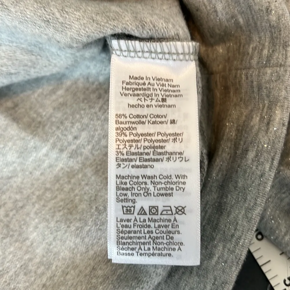 JCrew Factory Ruffle Shoulder Sweatshirt with Foil Light Gray Size Small - Image 8