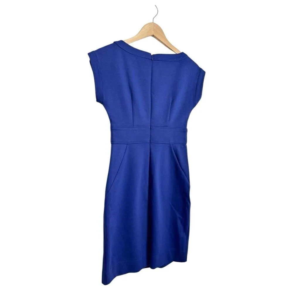 Shoshanna Dress Size 6 Royal Blue Sheath Knee Length Zip Up Boat Neck - Image 7