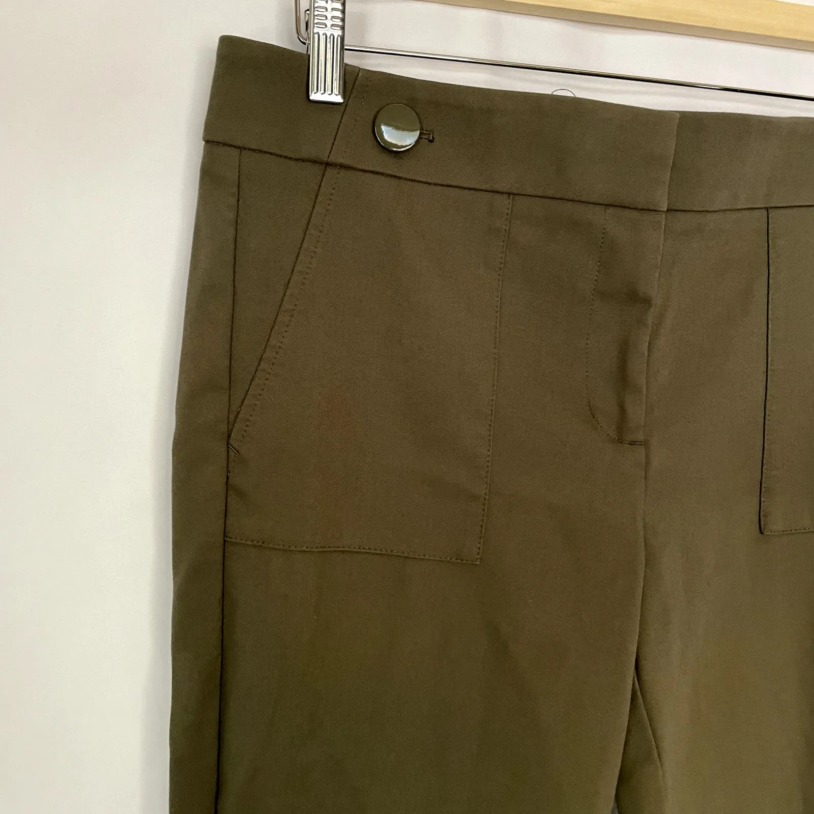 LOFT olive green marisa skinny women's size 12 pockets cotton dress pants - Image 2