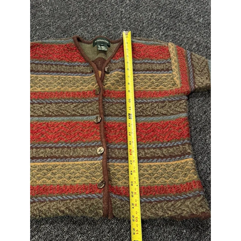 VTG Bushwacker Women Small Wool Blend Knit Cardigan Hippie Striped Autumn Boho Orange Size undefined - Image 8
