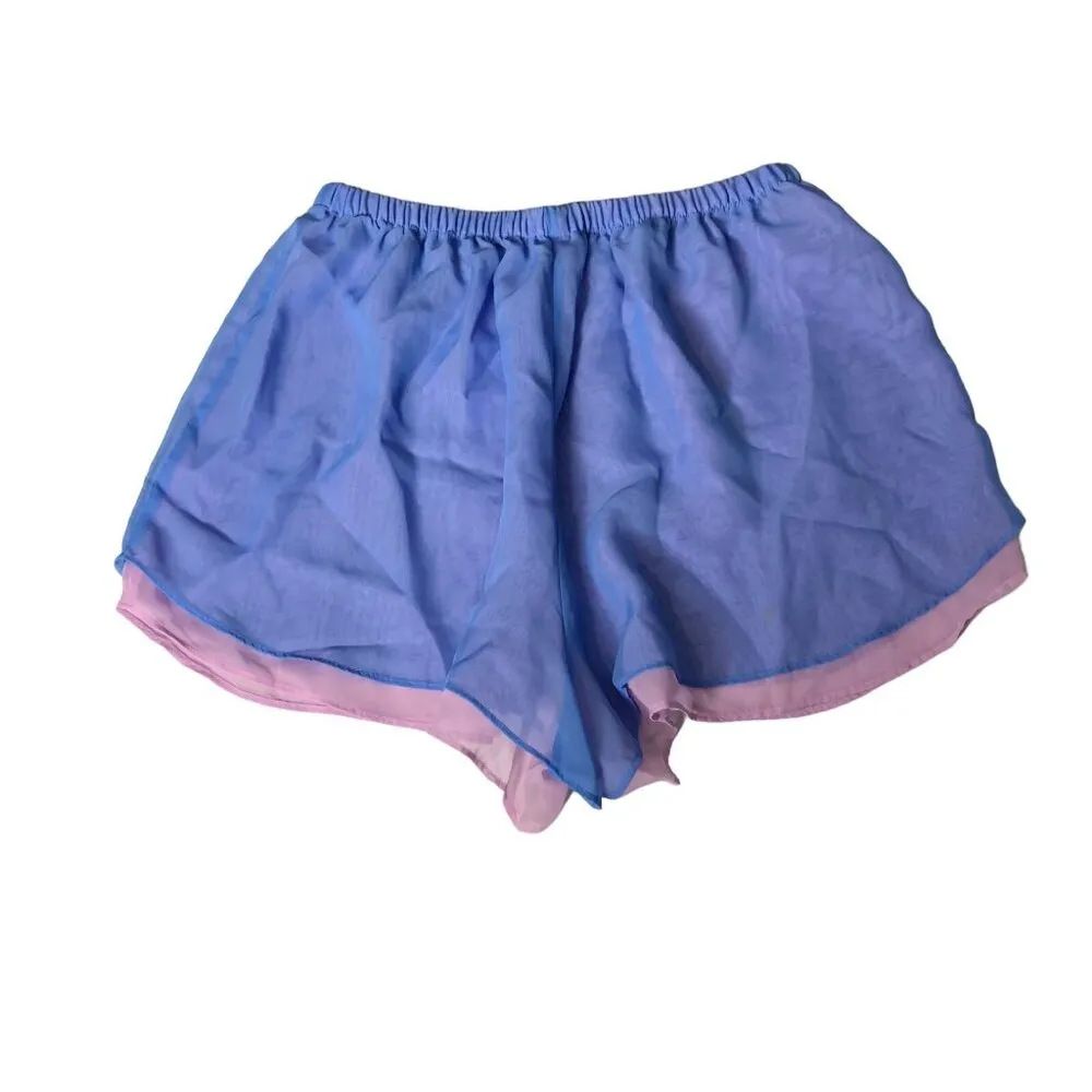 Cacique Sensual Sheer Satin Lounge Shorts Purple Blue 14 16 - Image 2