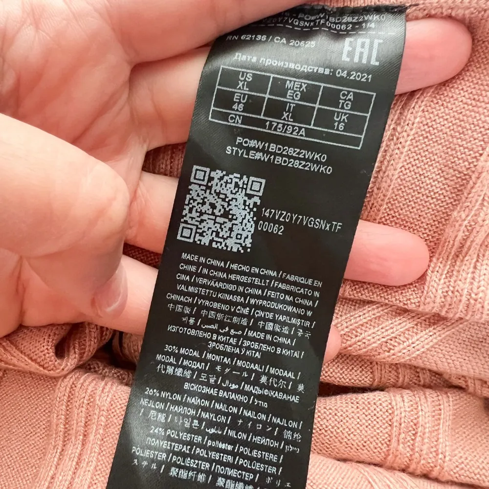 NWT GUESS Emili Pink Ribbed Comfy Palazzo Sweater Jumpsuit XL - Image 7