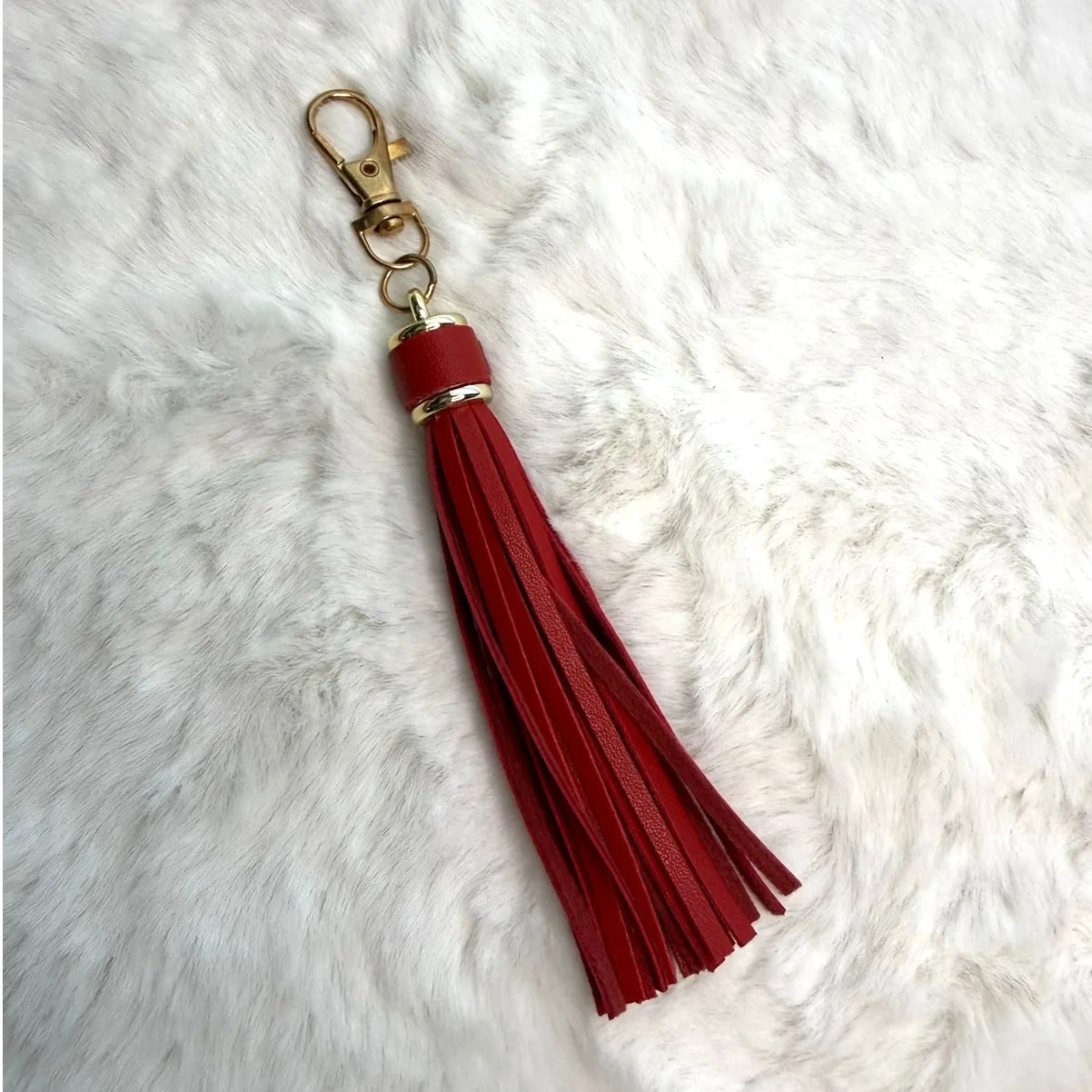 NEW Dark Red Tassel Bag Charm Tassels Keychains Purse Fashion Charm - Image 2