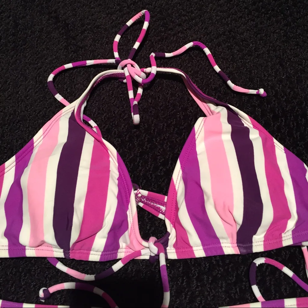Xhilaration Pink and purple stripes bikini set - Image 2
