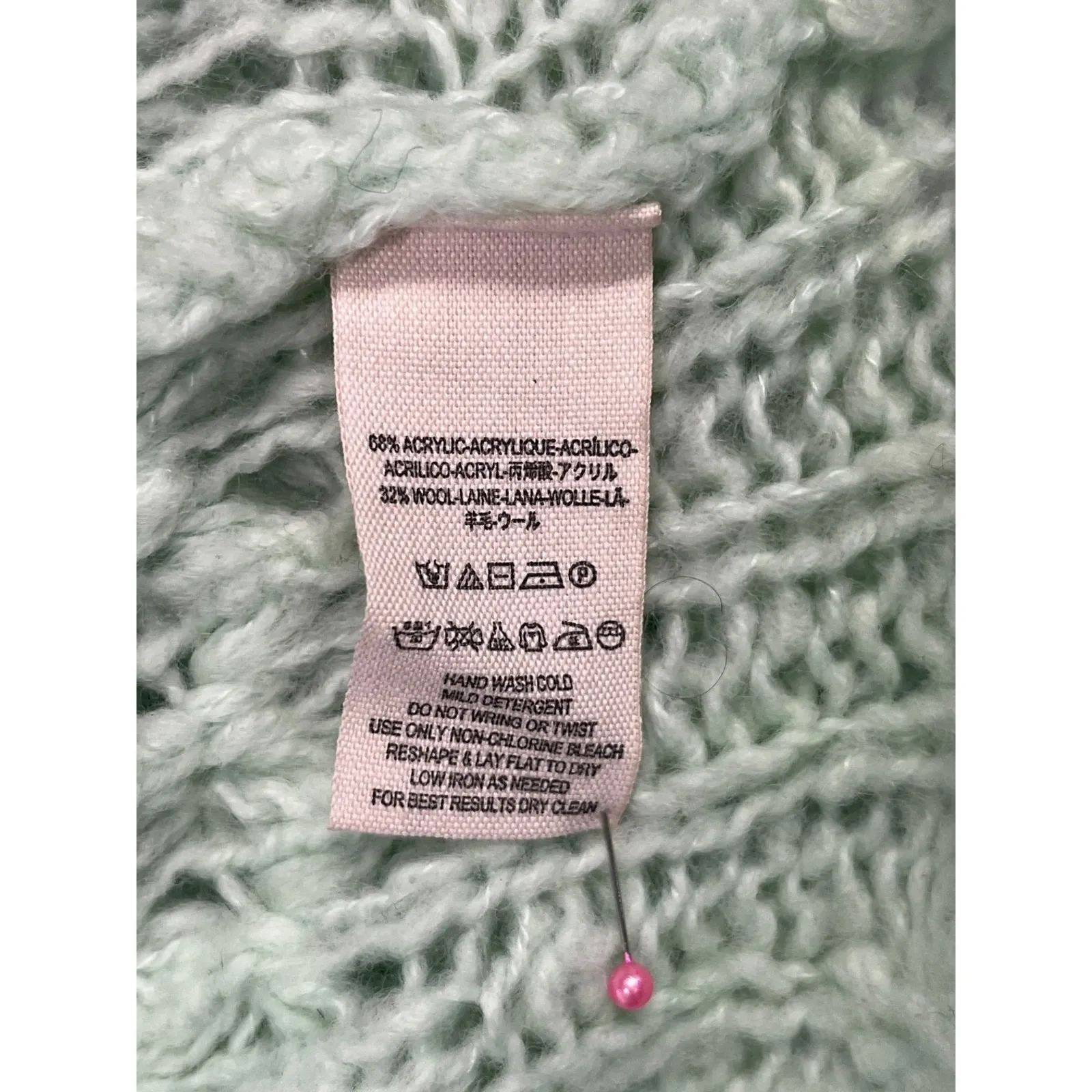 Free People Sweater Womens Medium Green Wool Blend Crashing Waves Knit Boho Cozy - Image 7