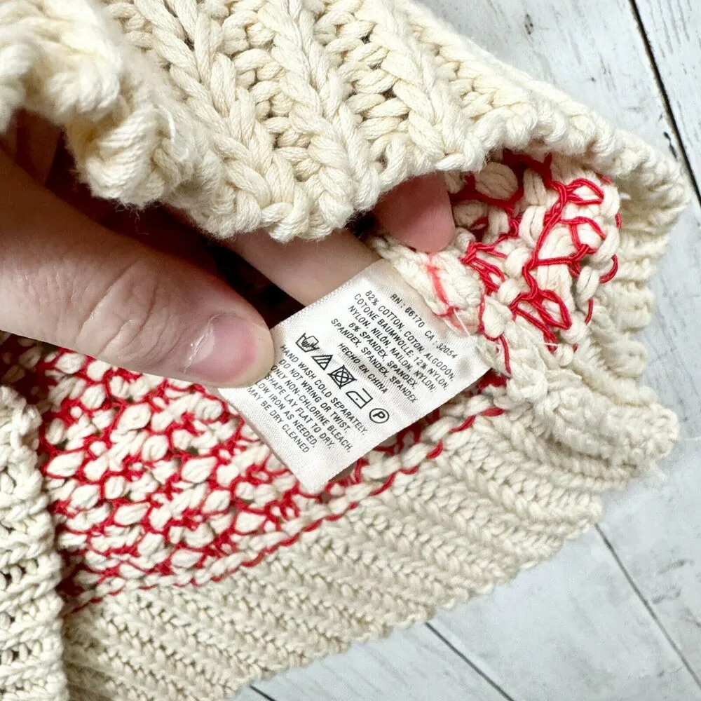 Anthropologie Sweater Women S Fiets Voor Knit Red Hidden Glow Knit 3/4 Sleeve - Image 5