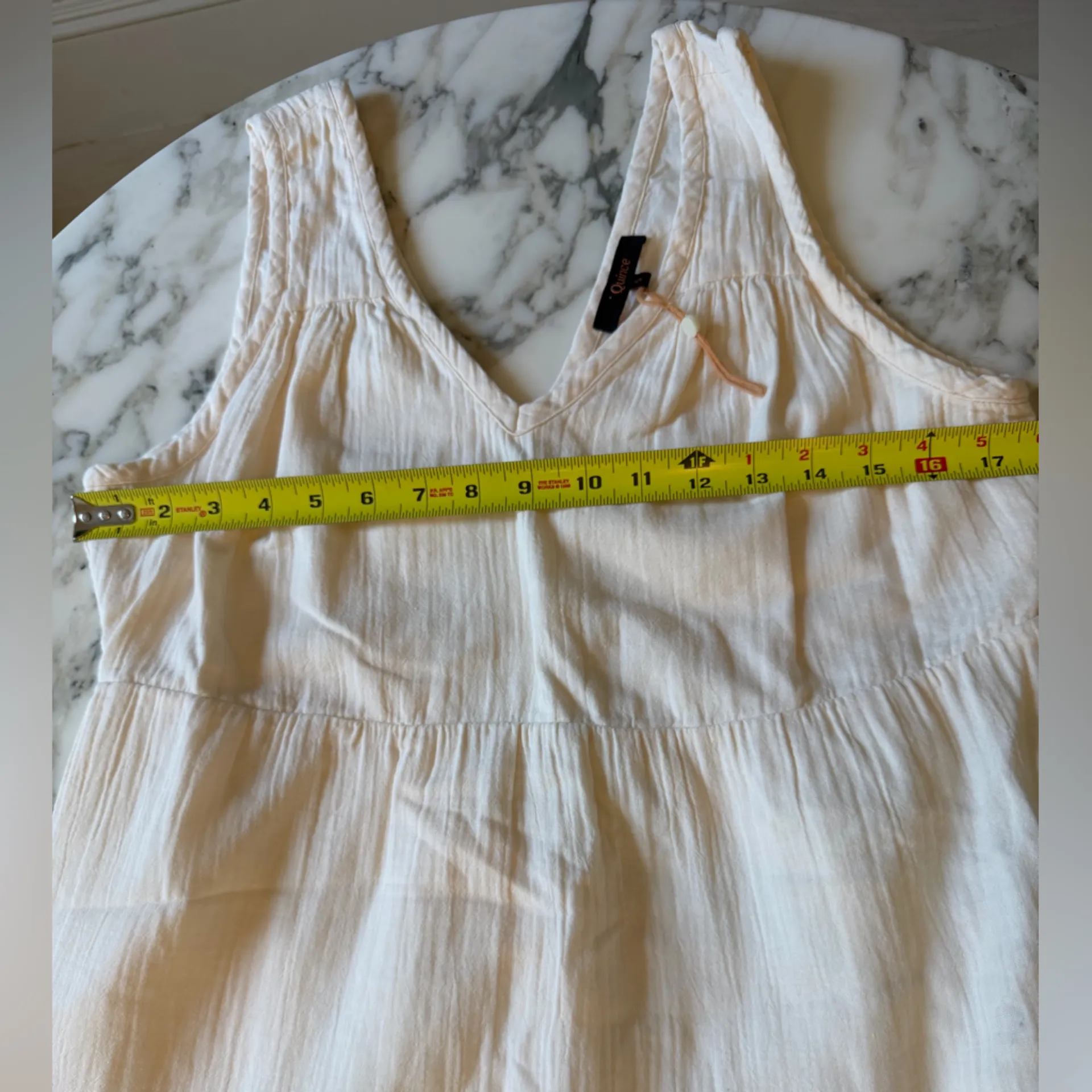 NWOT Quince 100% Organic Cotton Gauze Tiered Maxi Dress Vintage Cream Sz S - Image 8