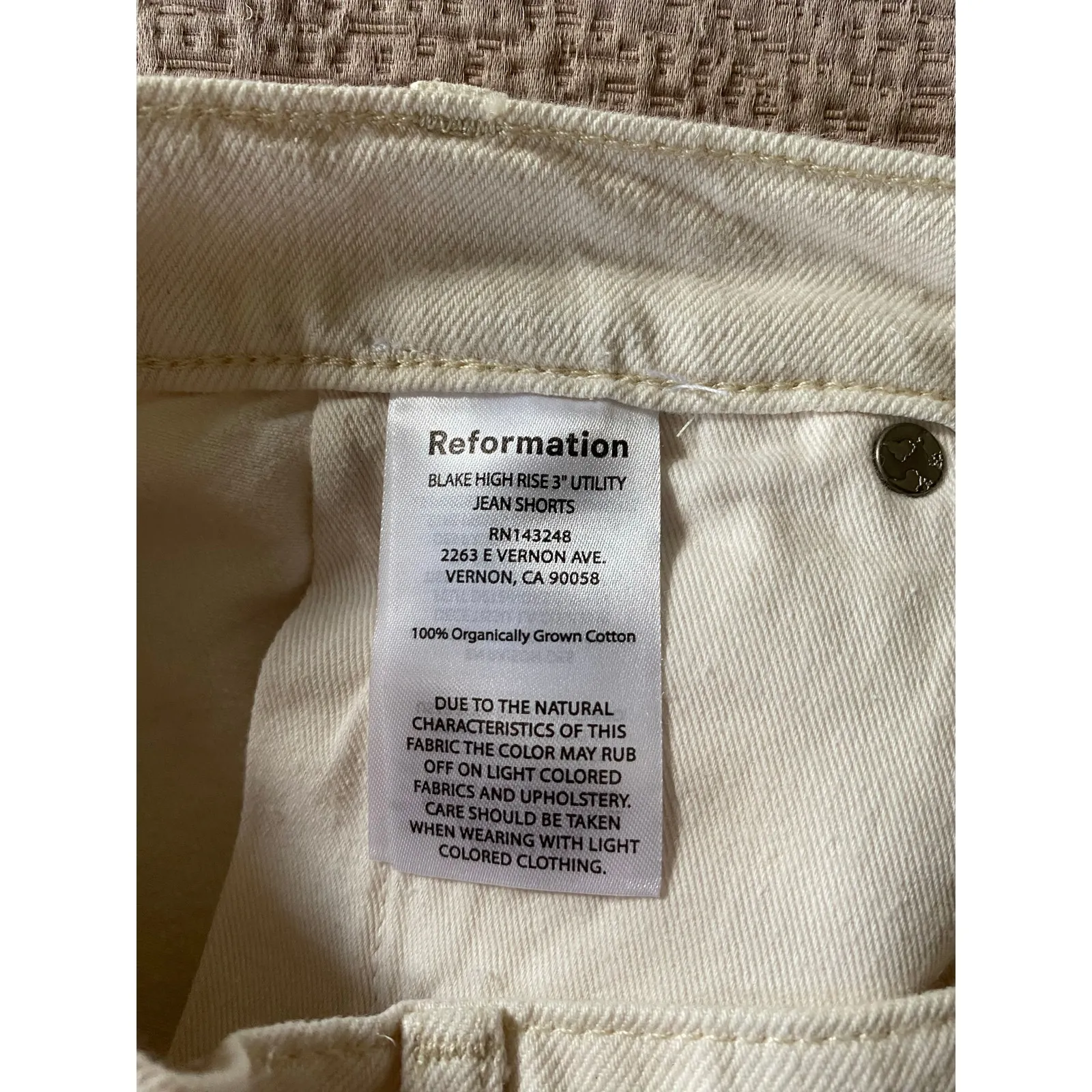 REFORMATION Blake High Waist Utility Denim Shorts in Fior Di Latte Size 23 - Image 10