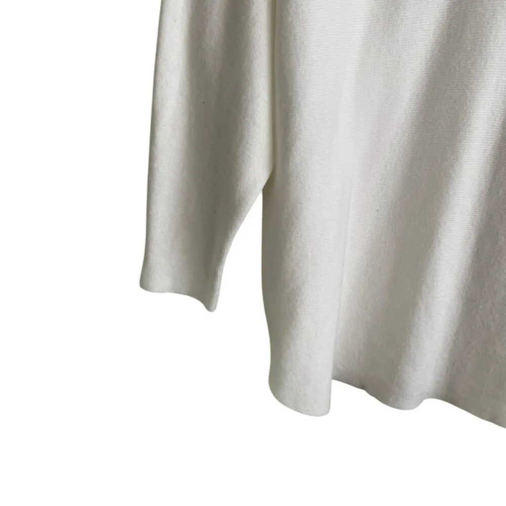 Liv Milano Women Sweater 1X Ivory Crochet Gem Flower Shoulder Cottagecore Whimsy White - Image 10