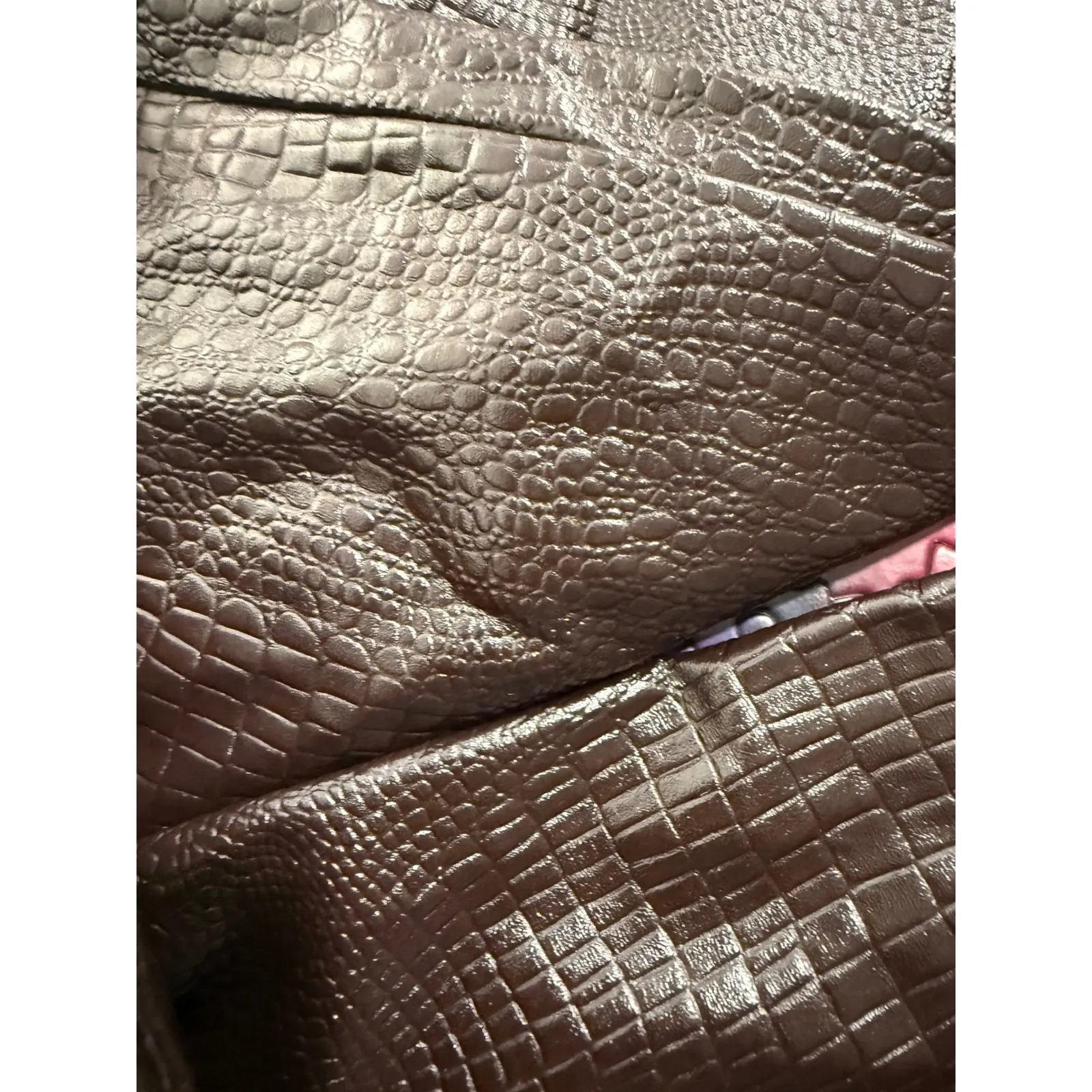 Shein Snake Print Faux Leather High Waisted Zipper Front Pants Women M Brown - Image 5