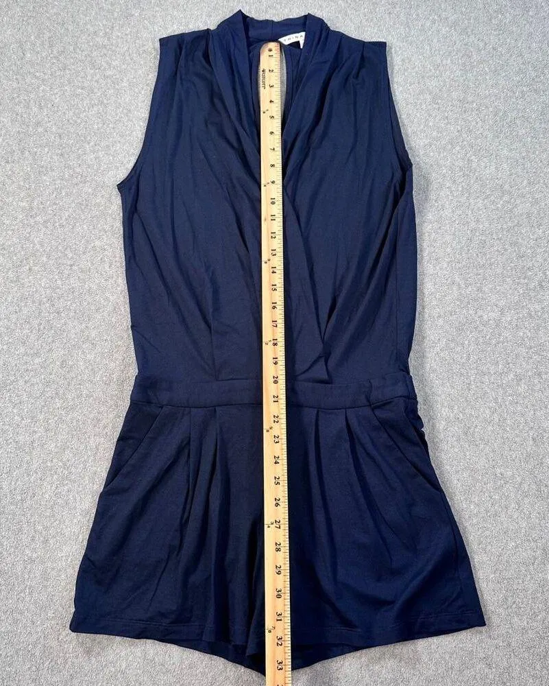 Trina Turk Giselle Romper Womens Small Blue Sleeveless Pleated Shorts Keyhole - Image 4