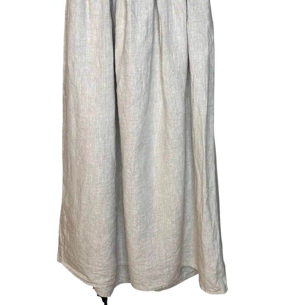 Dissh Claudia Midi Dress Puff Sleeves Backless Natural Linen Beige Size 8 Tan - Image 7