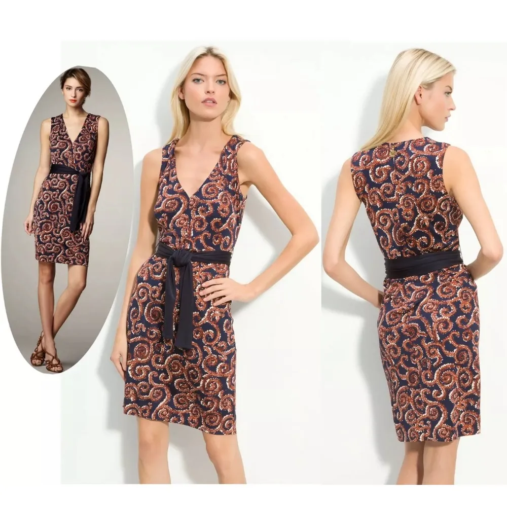 Tory Burch Nicola Navy Sapello Silk Dress NO BELT - Image 2