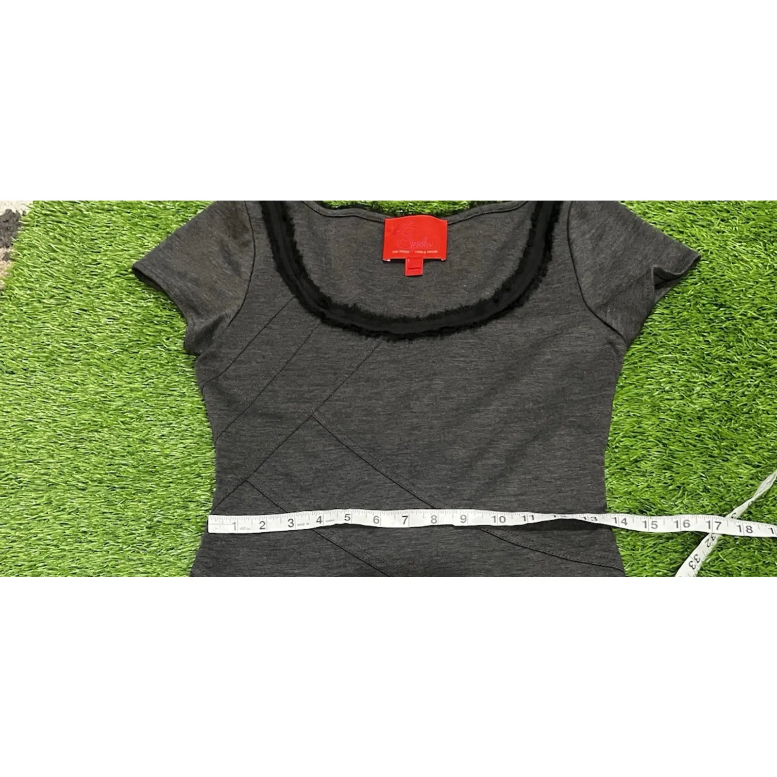 Z Spoke Zac Posen Mini Dress Bodycon Gray Jersey Stretch Fringe Witchy Goth SZ4 - Image 10