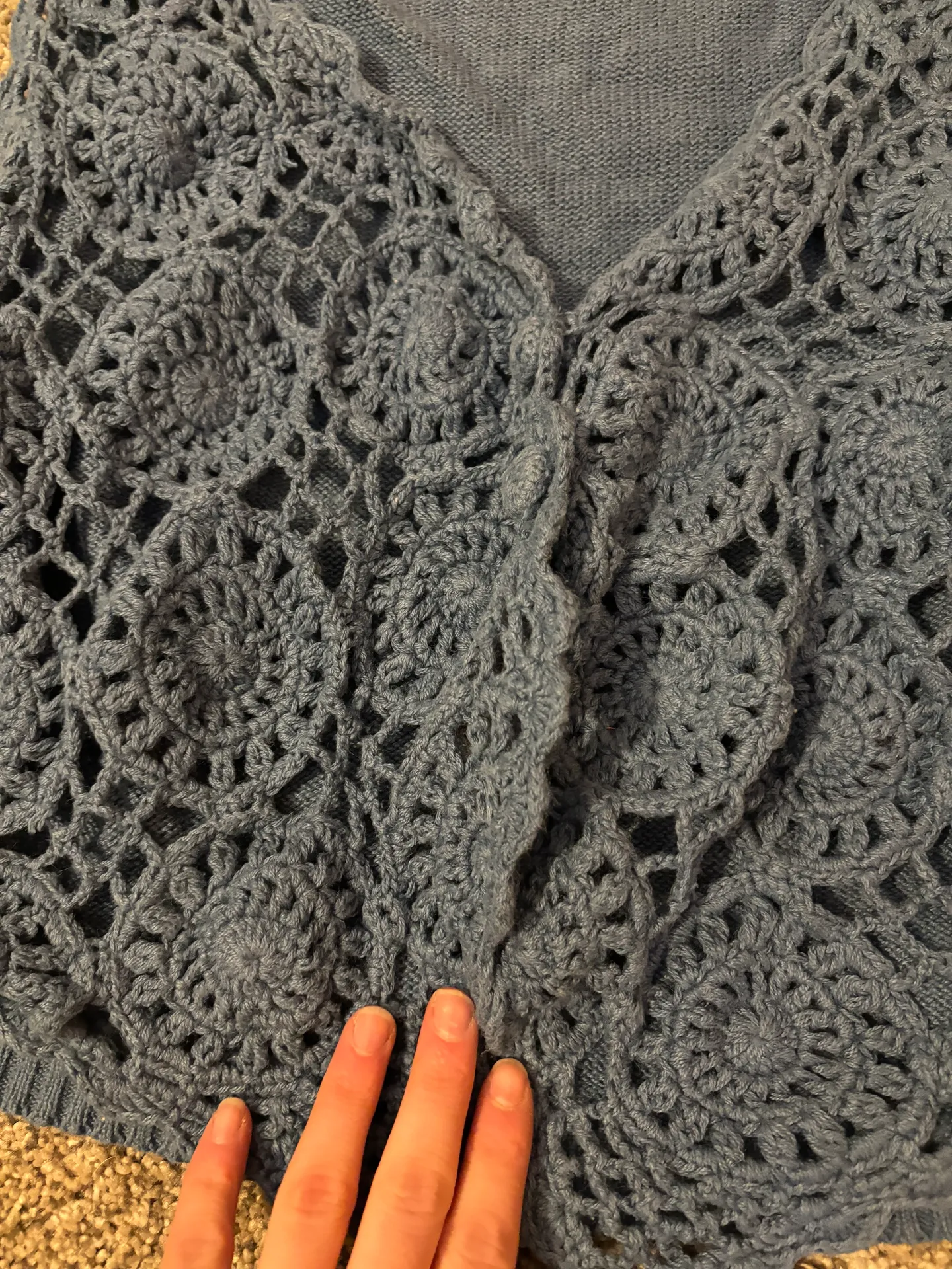 Handmade Vintage Blue Cardigan Size M - Image 3