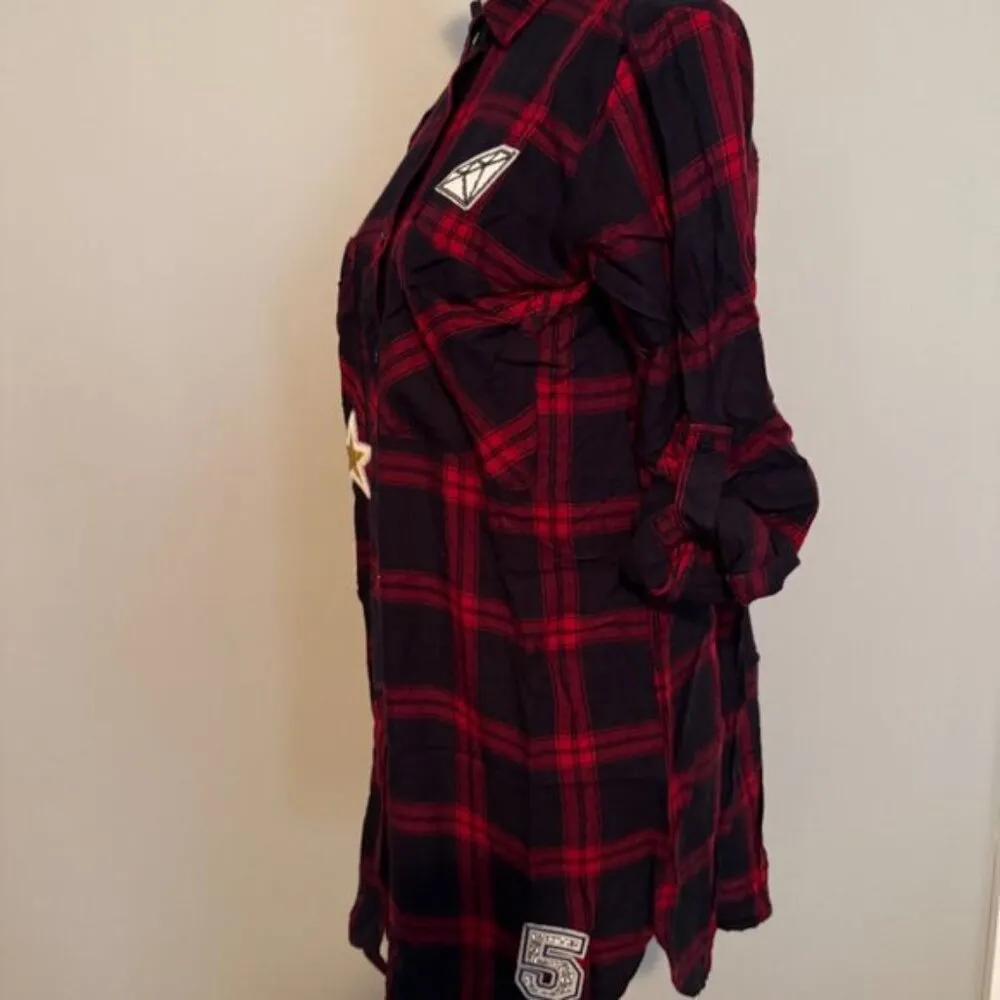 Bershka women's XS navy/red shirt sequined dress - Image 8